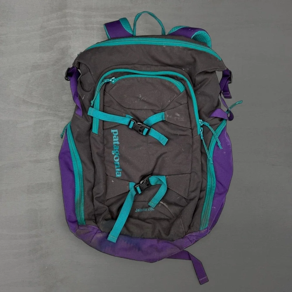 Vintage Patagonia Jalama 28L Backpack Grey Purple Teal Hiking Daypack 48095